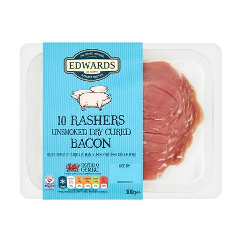 Edwards Of Conwy 10 Dry Cured Bacon 10 Slices (Unsmoked)