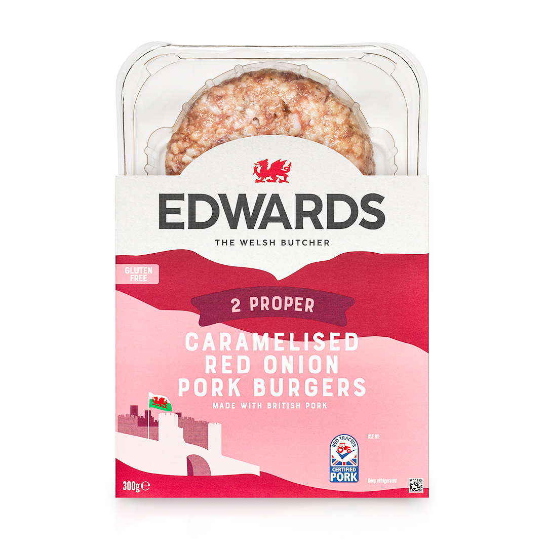 Edwards of Conwy Caramelised Red Onion Pork Burgers 300g