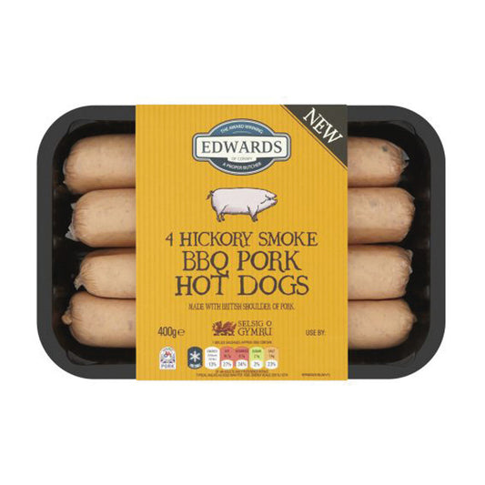 Edwards Of Conwy 4 Hickory Smoked BBQ Pork Hotdogs