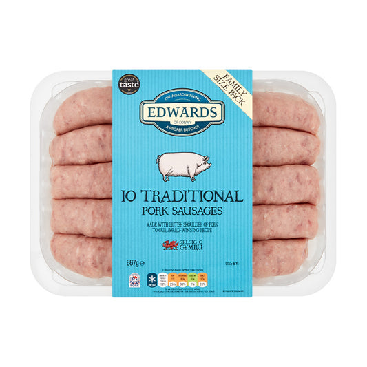 Edwards Of Conwy 10 Traditional Pork Sausage Family Pack
