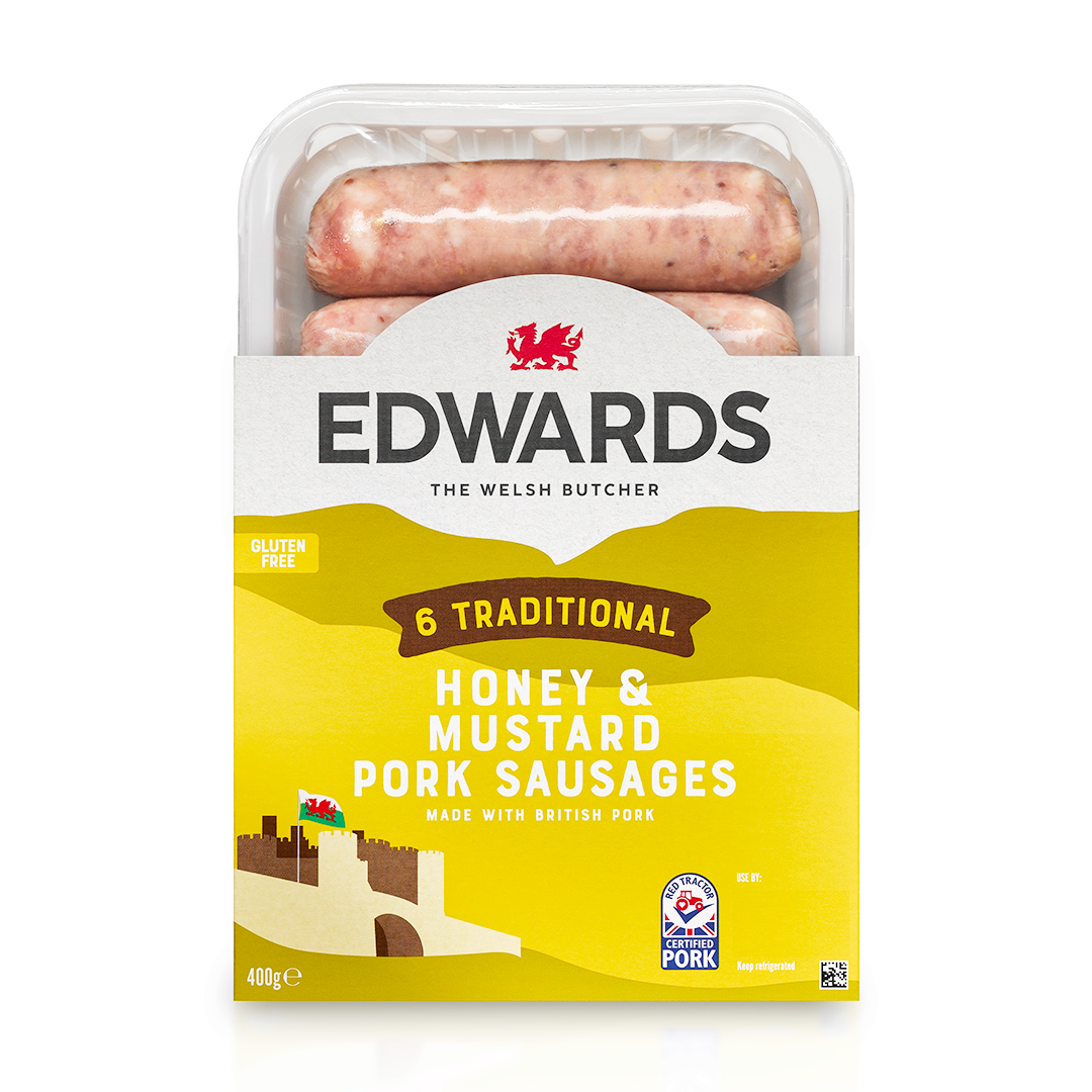 Edwards of Conwy Honey & Mustard Pork Sausages 400g