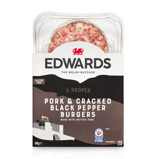 Edwards of Conwy Pork & Cracked Black Pepper Burgers 300g