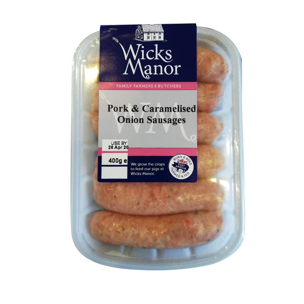 Wicks Manor Pork & Caramelised Onion Sausages