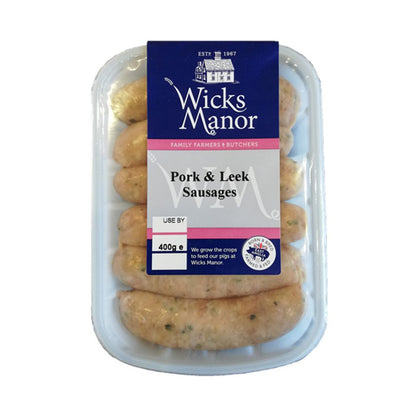 Wicks Manor Pork & Leek Sausages